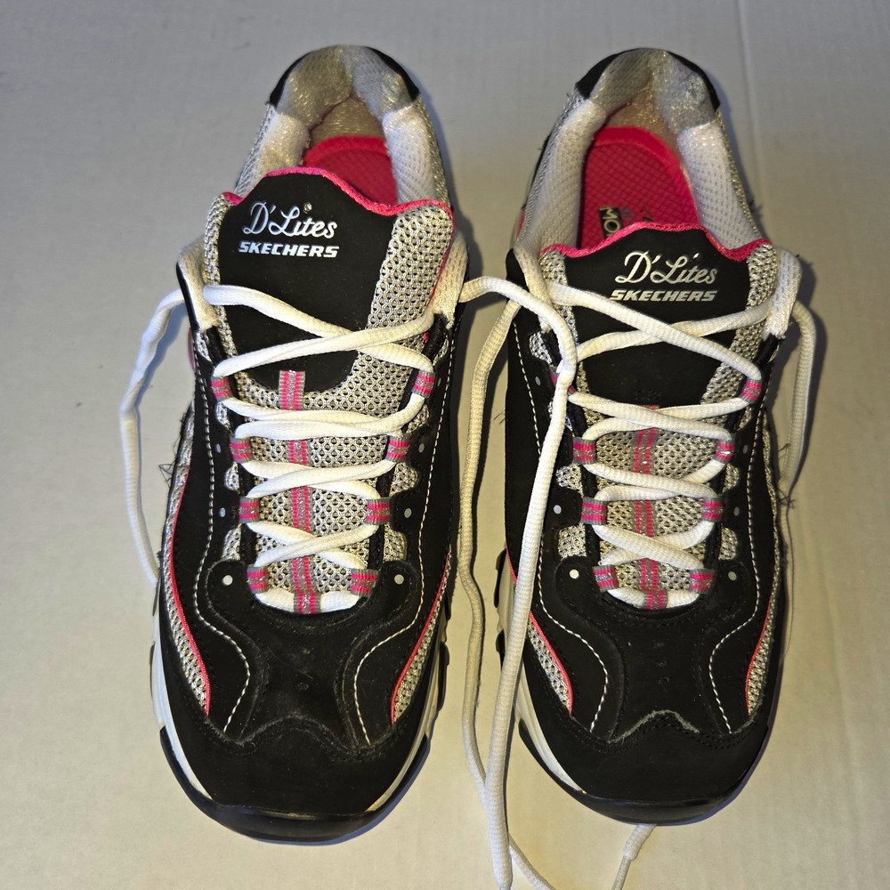 SKECHERS D'Lites Womens Sneaker Memory Foam Leather/Mesh Lace Up Sz 9.5 ~EUC~